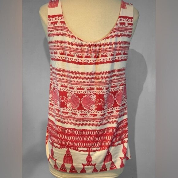 Lilly Pulitzer Coral/White Silk Blend Tank Top Size Medium - Picture 9 of 12